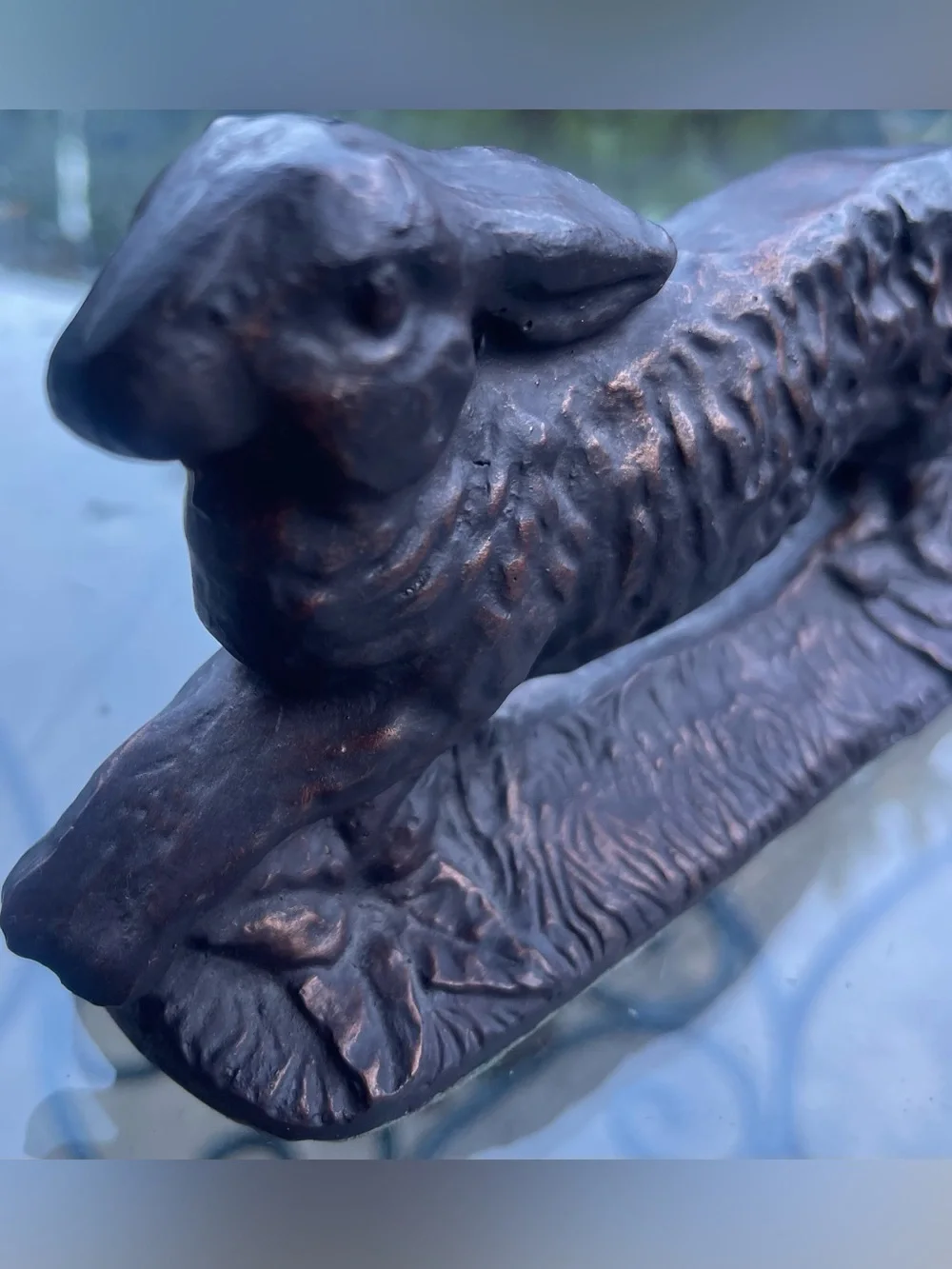 Vintage Rabbit Hare Figural Pen Tray Bronze Tone Cast Metal 7” Cottagecore